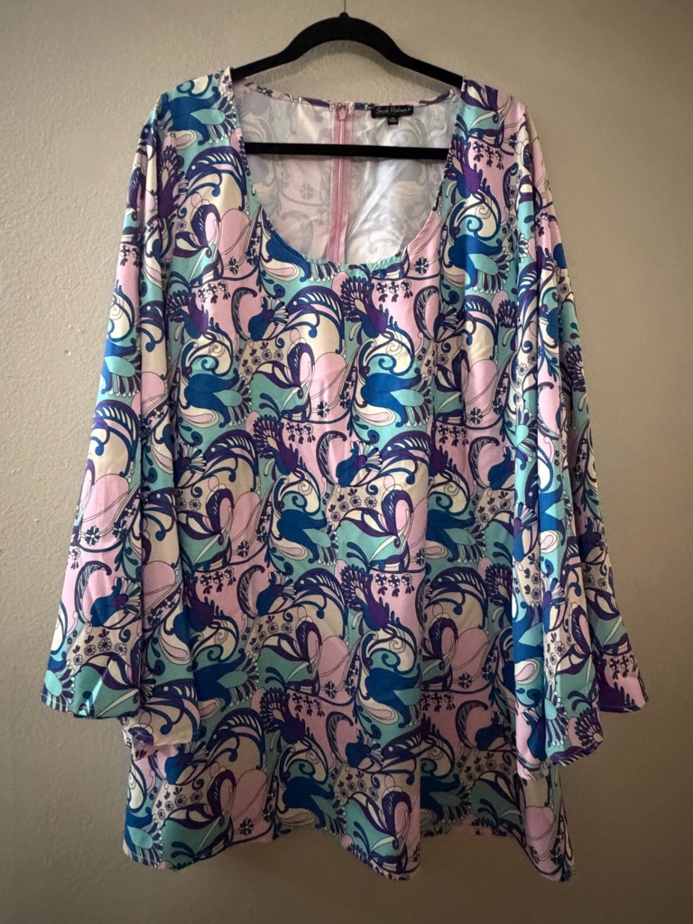 Smak Parlour Retro 60s Style Mini Dress Size 1X Pastel Floral Paisley